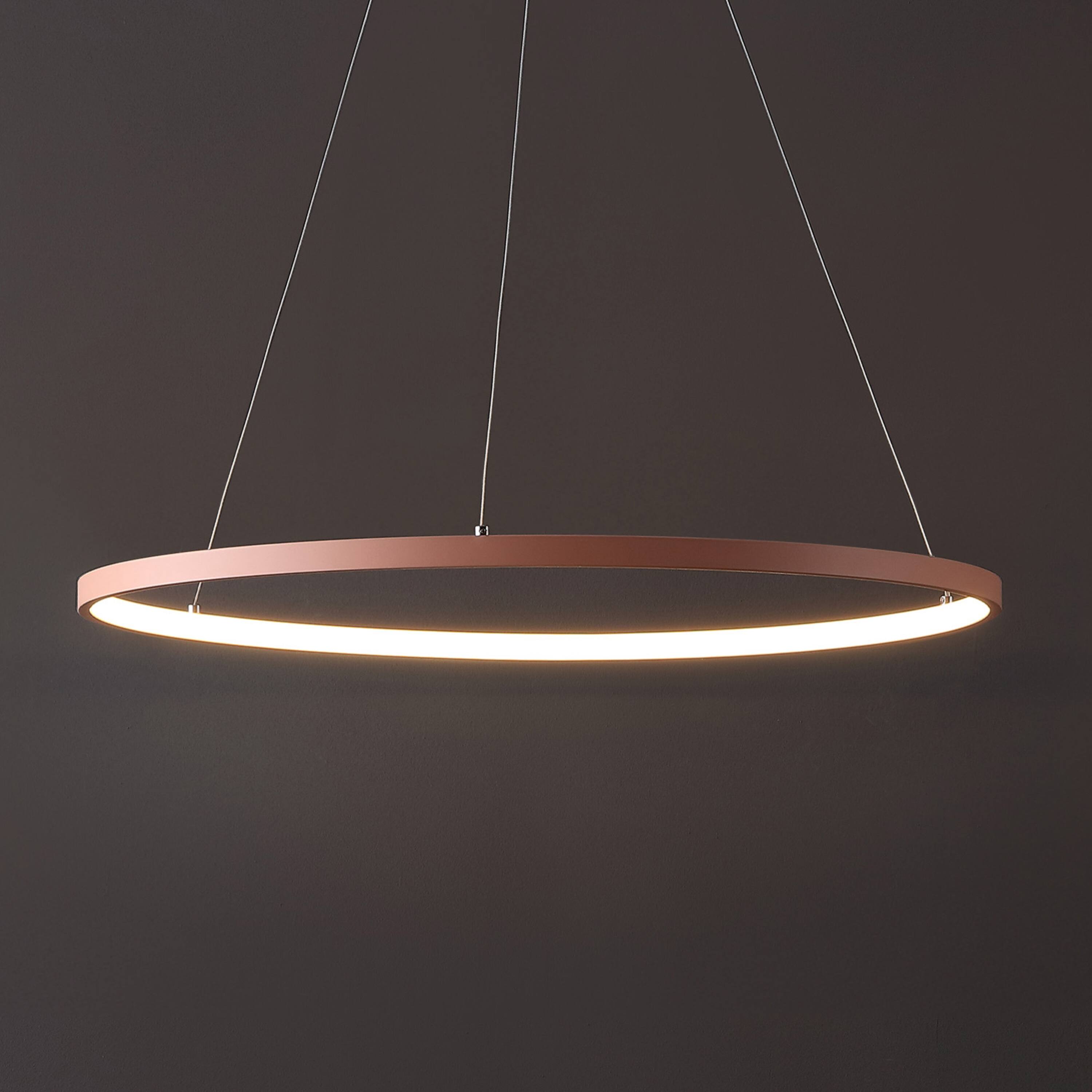 Alt View 1. Jonathan Y - Brice 23.75" Modern Contemporary Metal Round Dimmable Integrated LED Pendant, Matte Pink - Matte Pink.