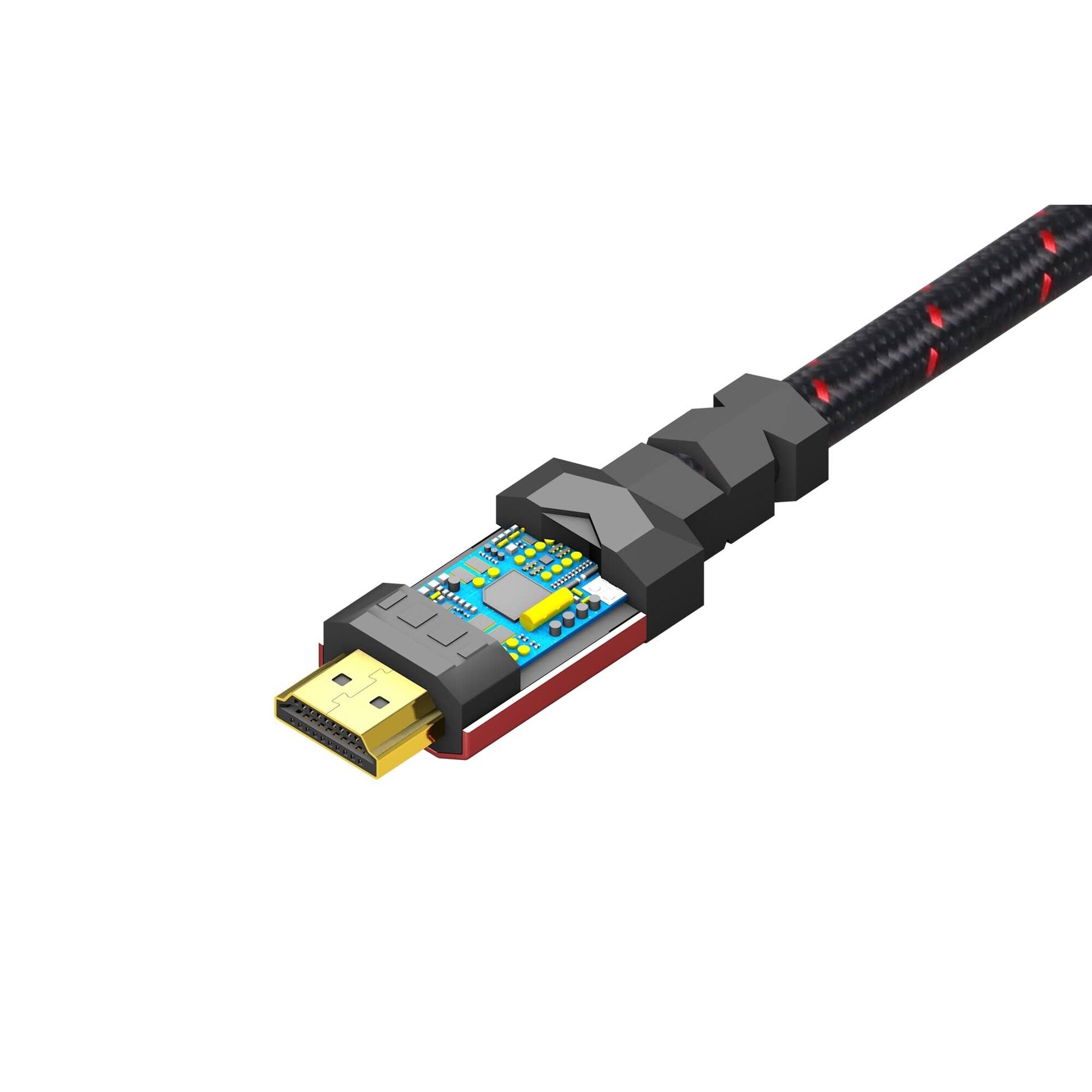 Alt View 5. Ritz Gear - 4K HDMI 2.0 Cable 15 ft [3-Pack] | 18Gbps High-Speed Braided Nylon & Gold | 4K@60Hz/UHD/3D/ARC/Ethernet - Red.