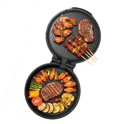 Front. Forest'nSky - Electric Pizza Oven Maker, 12-Inch with 180° Open Design for Dual-Side Baking, 1200W, Non-Stick, Heats to 410°F - Black.