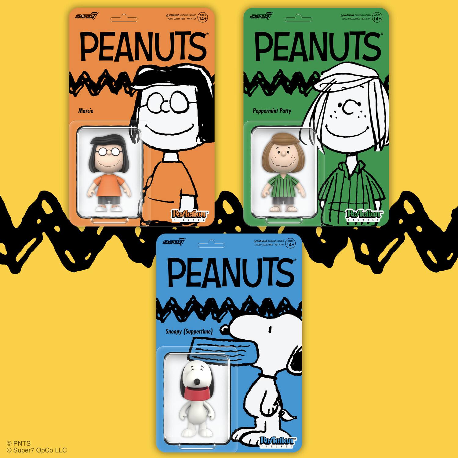 PEANUTS  
Marcie

PEANUTS  
Peppermint Patty

PEANUTS  
Snoopy (Suppertime)

© PNTS  
© Super7 OpCo LLC