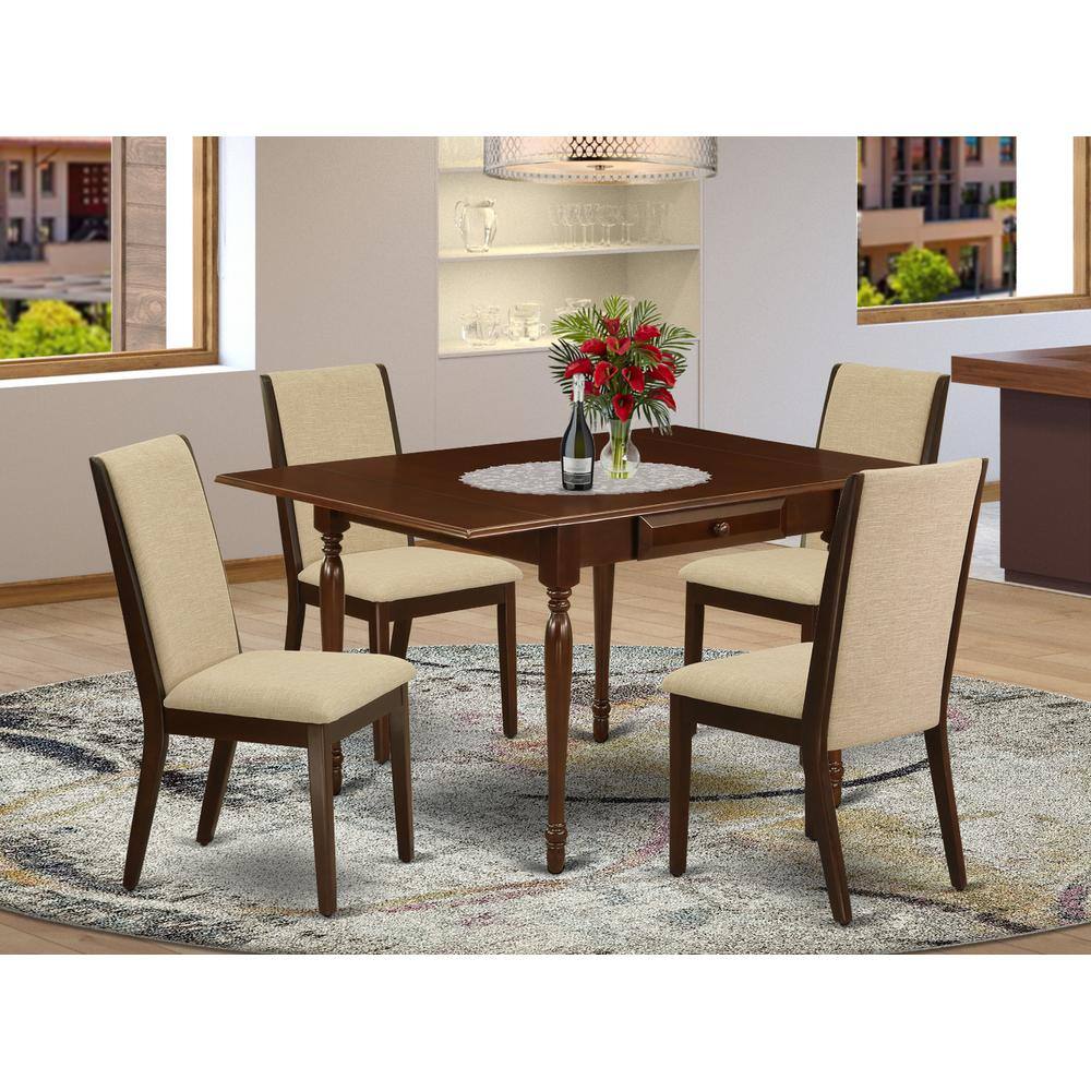 Angle. East West Furniture - Dining Room Set Mahogany - Brown.