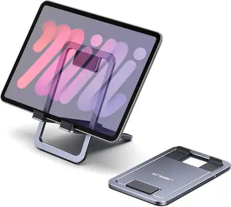 Front. FINEAK - Foldable Universal Tablet Stand, Gray - Gray.