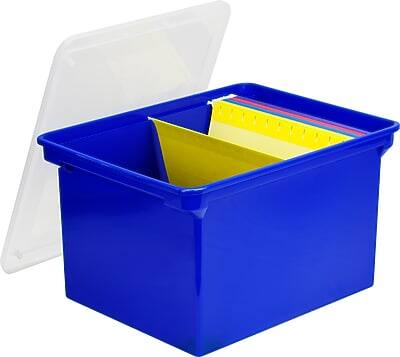 Alt View 1. Storex - Storex Plastic Locking File Tote, Letter/Legal, Blue (STX61554U01C) - Blue.