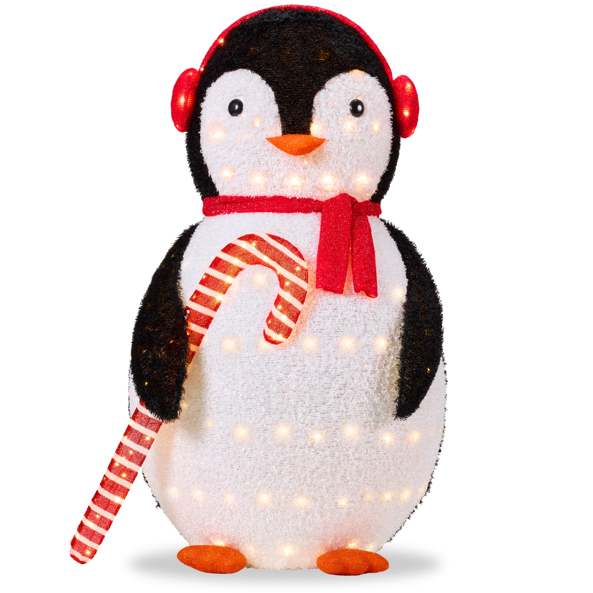 Best Choice Products - 5ft Lighted Pop-Up Penguin, Large Yard Outdoor Christmas Decoration w/ LED Lights - Red and White
