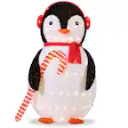 Front. Best Choice Products - Best Choice Products 5ft Lighted Pop-Up Penguin, Large Yard Outdoor Christmas Decoration w/ LED Lights - Red and White - Red and White.