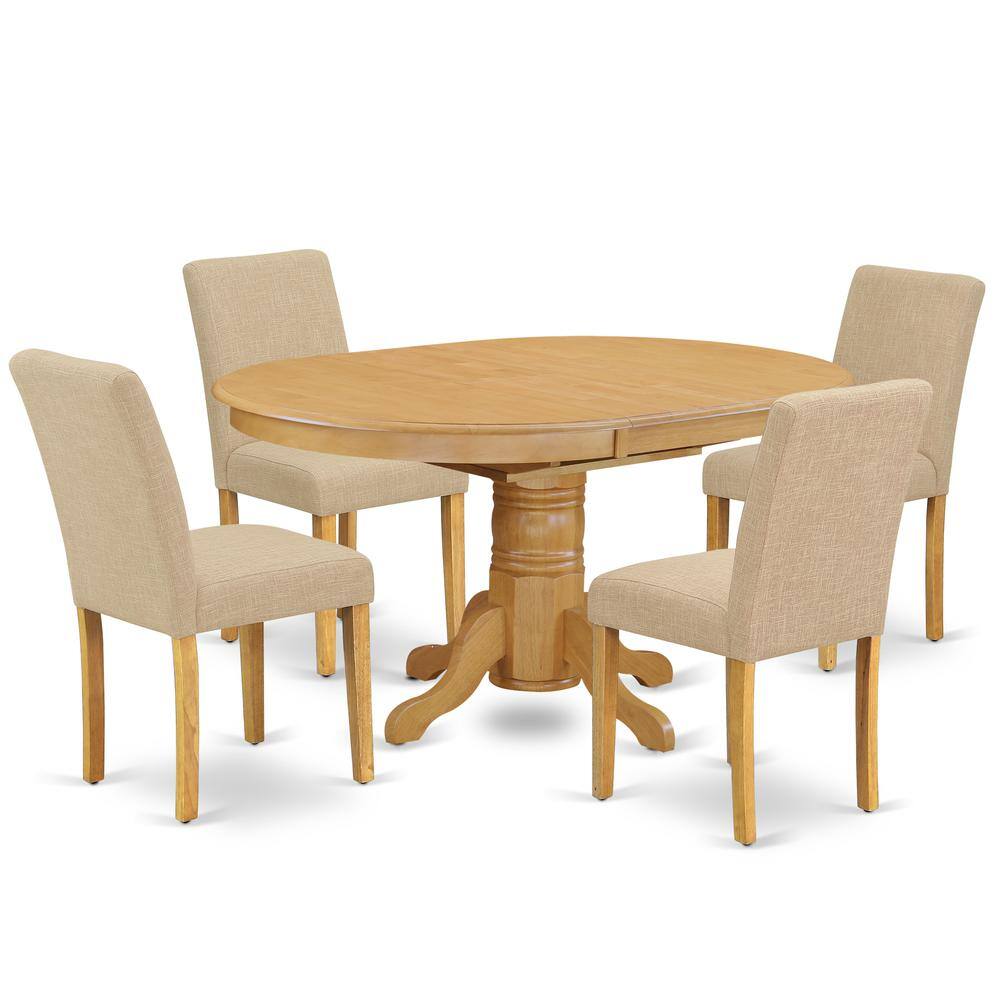 Back. East West Furniture - Dining Room Set Oak - Brown.