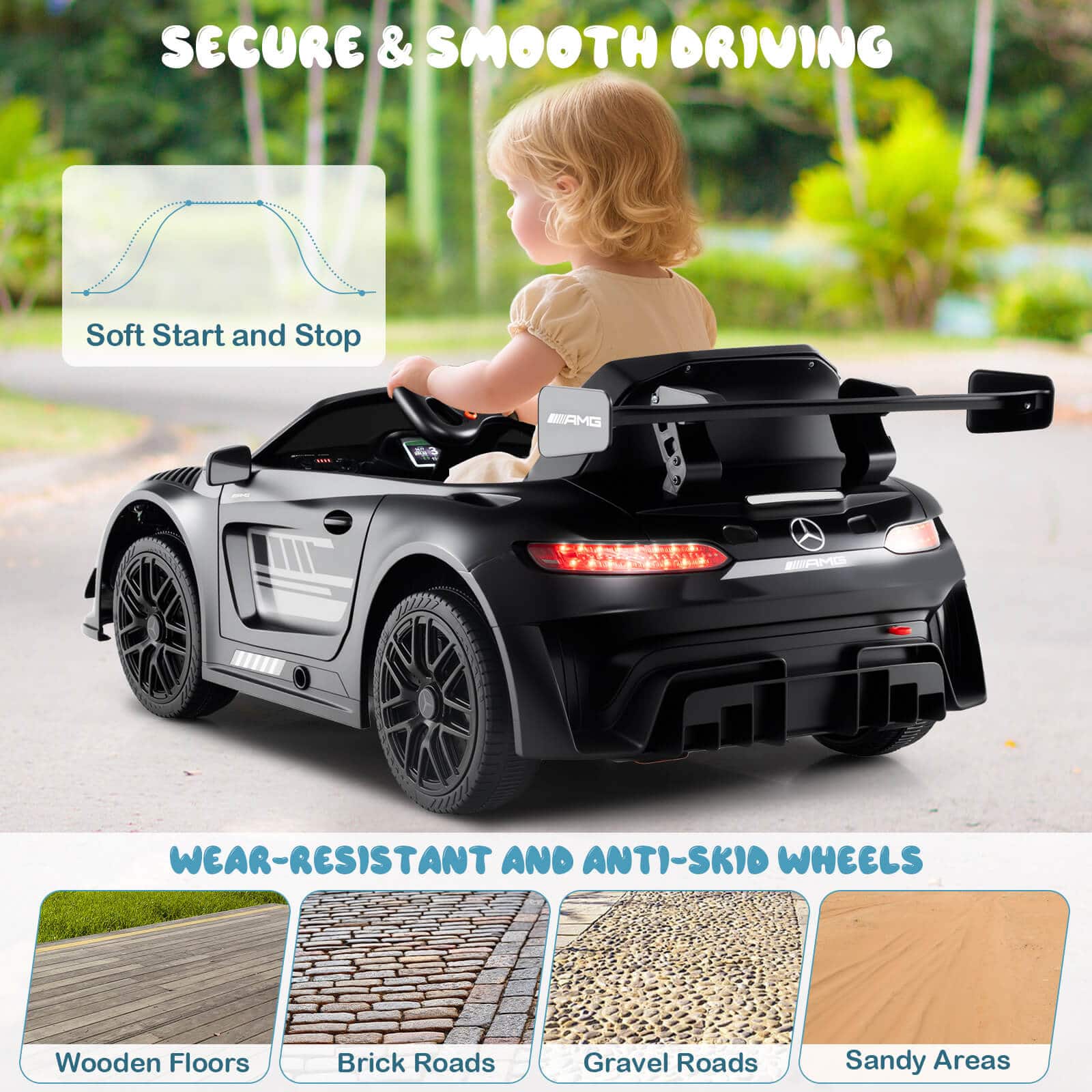 Costway Ride on Car Licensed Mercedes AMG GT3 Kids Car with Remote