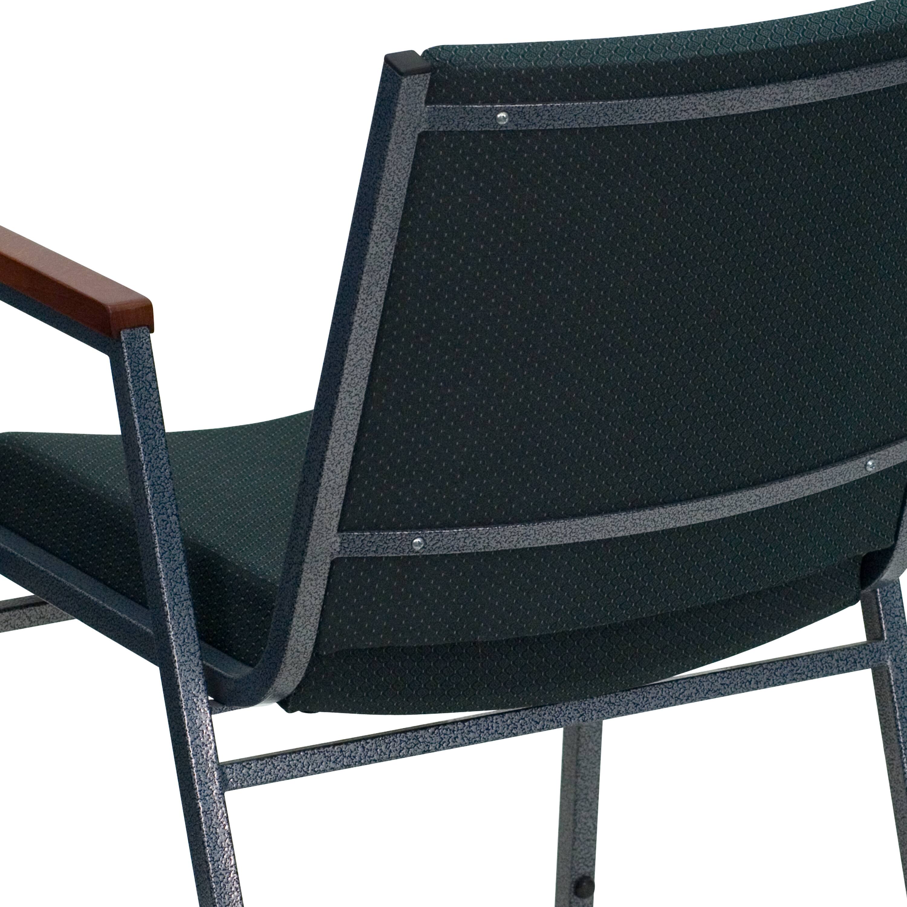 Alt View 9. Emma + Oliver - Heavy Duty Reception/Guest Stack Chair with Arms - Green Patterned Fabric.