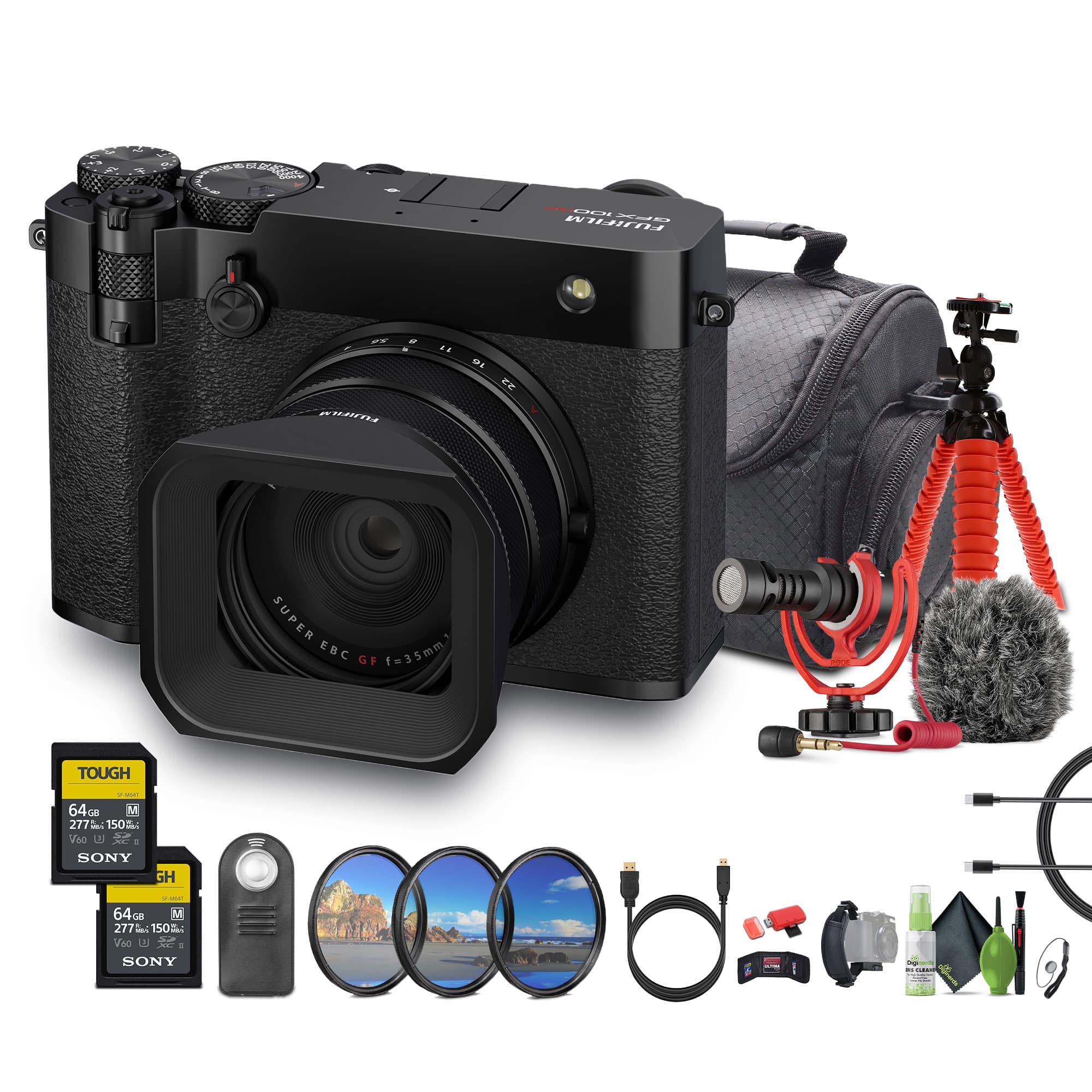 Fujifilm - GFX100RF 102MP Large Format Mirrorless Digital Camera Bundle - Black