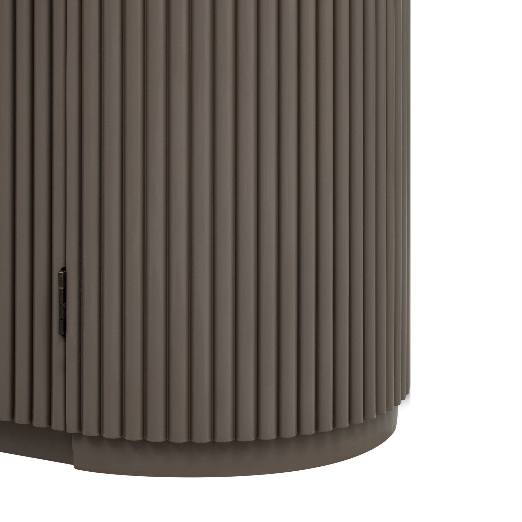 Alt View 4. TinyHomie - Vertical Striped Door Storage Cabinet with Metal Handles Adjustable Suitable for Study Entryway and Living Room - Brown.