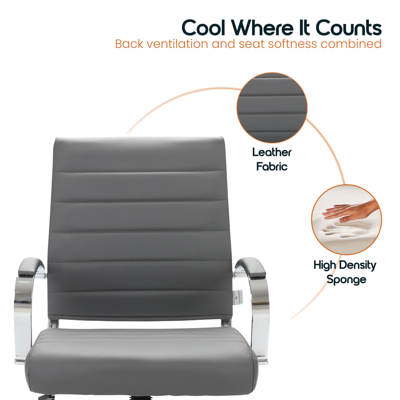 Cool Where It Counts  
Back ventilation and seat softness combined  
Leather Fabric  
High Density Sponge