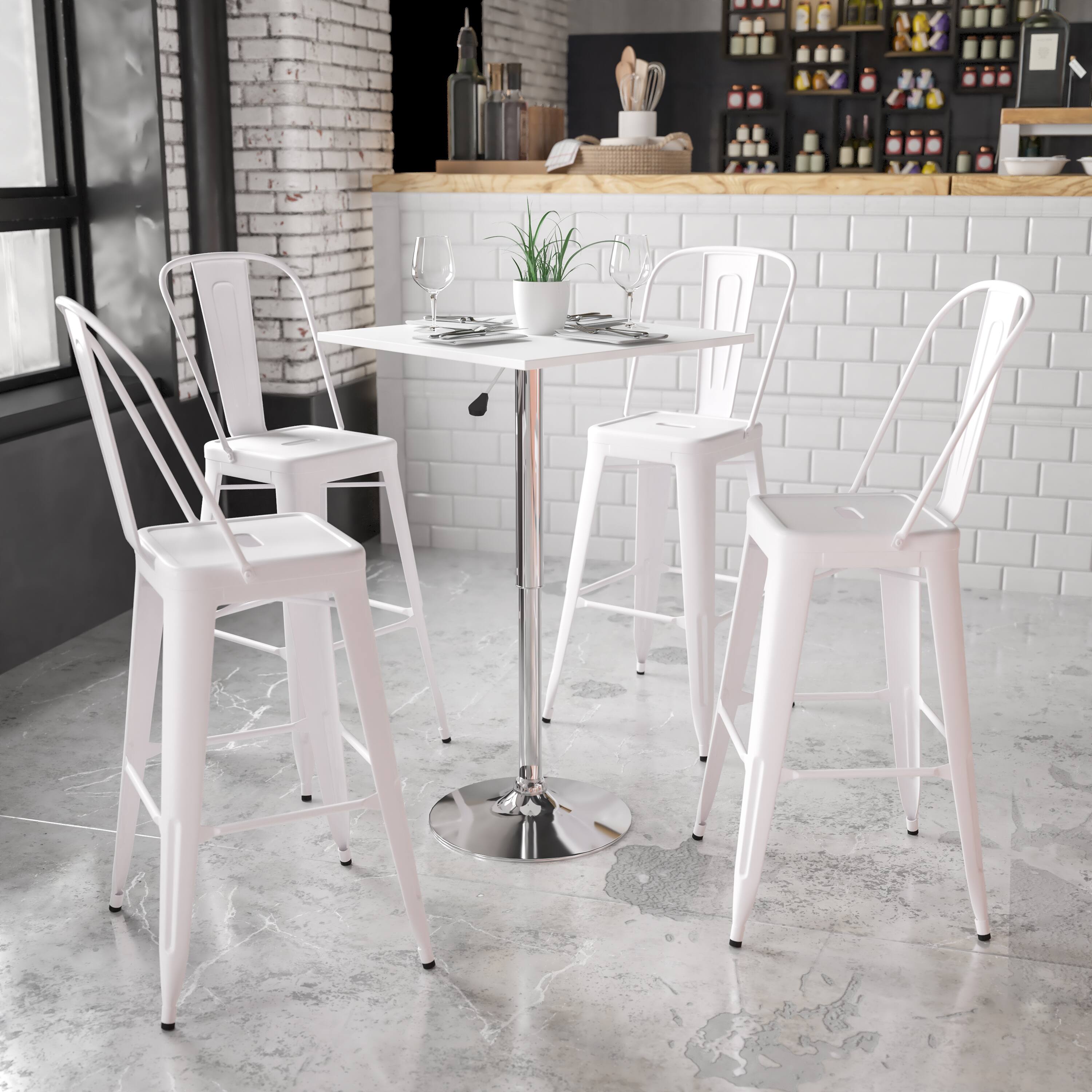 Alt View 1. Emma + Oliver - 23.75'' Square Adjustable Height Wood Swivel Top Table (Adjustable Range 33'' - 40.5'') - White.