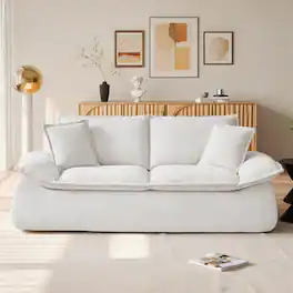Meqiodas - Boneless Loveseat, 2-Seater Boneless Sofa with Removable Cushions & 2 Pillows, Small Couch for Living Room, Apartments - White