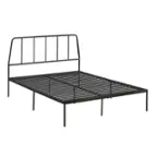 Front. Sauder - Harvey Park QnMetal Platrorm Bed w/ Headboard - Black.