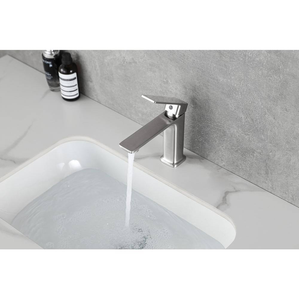 Alt View 8. Elegant Kitchen and Bath - Lena Single Hole Single Handle Bathroom Faucet in Brushed Nickel - Brushed Nickel.