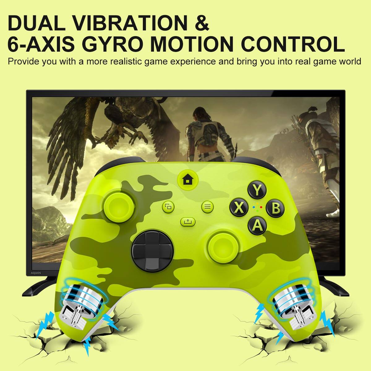 DUAL VIBRATION & 6-AXIS GYRO MOTION CONTROL  
Provide you with a more realistic game experience and bring you into real game world