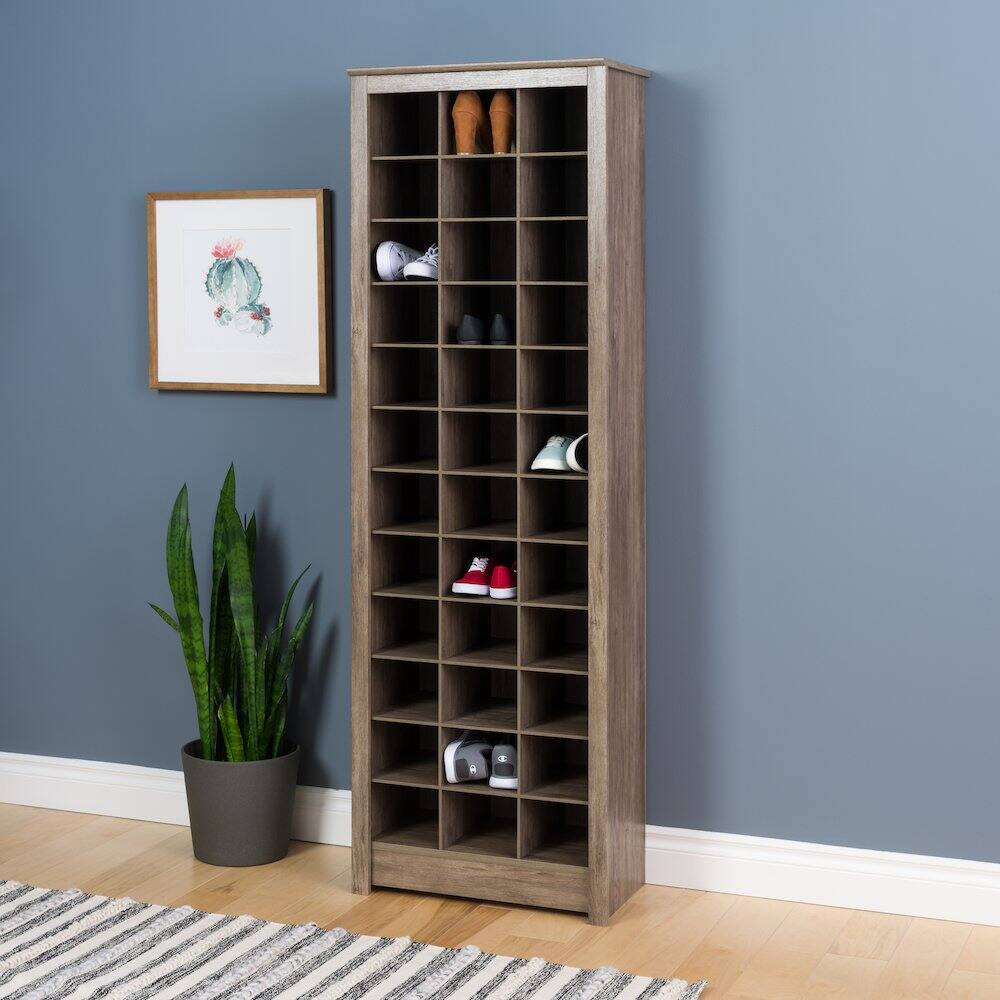 Alt View 1. Prepac - Space-Saving Shoe Storage Cabinet, Drifted Gray - Gray.