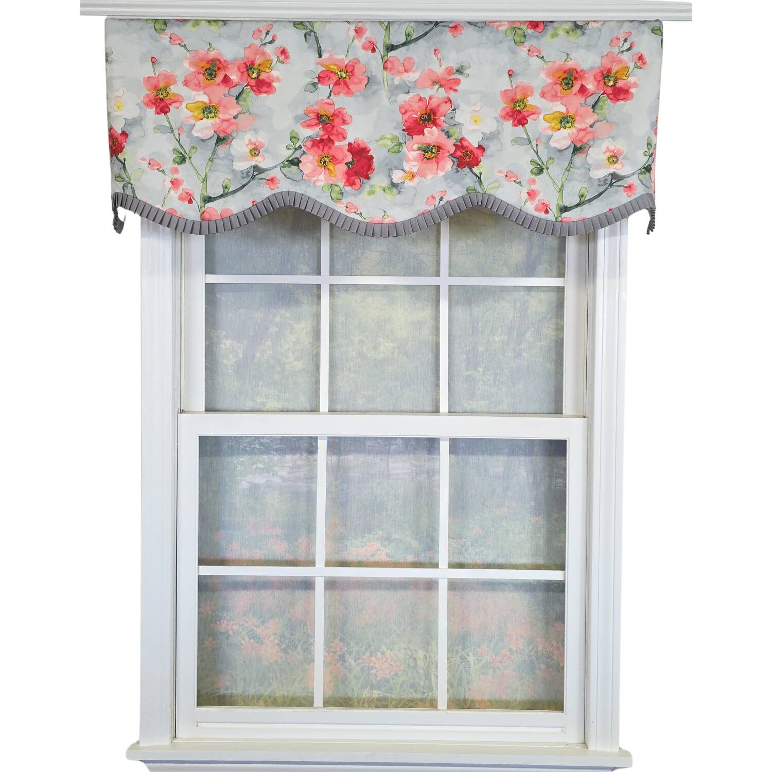 Front. RLF Home - RLF Home 100% Cotton Prosperity Provance  Fully lined Windows Rod Pocket Valance 50" x 15"  Gray - Gray.