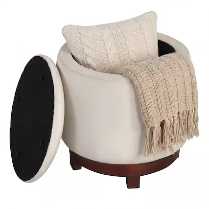 Front. Costway - Costway 360° Swivel Velvet Foot Rest with Hidden Storage, 400 Lbs Weight Capacity for Home - Beige.