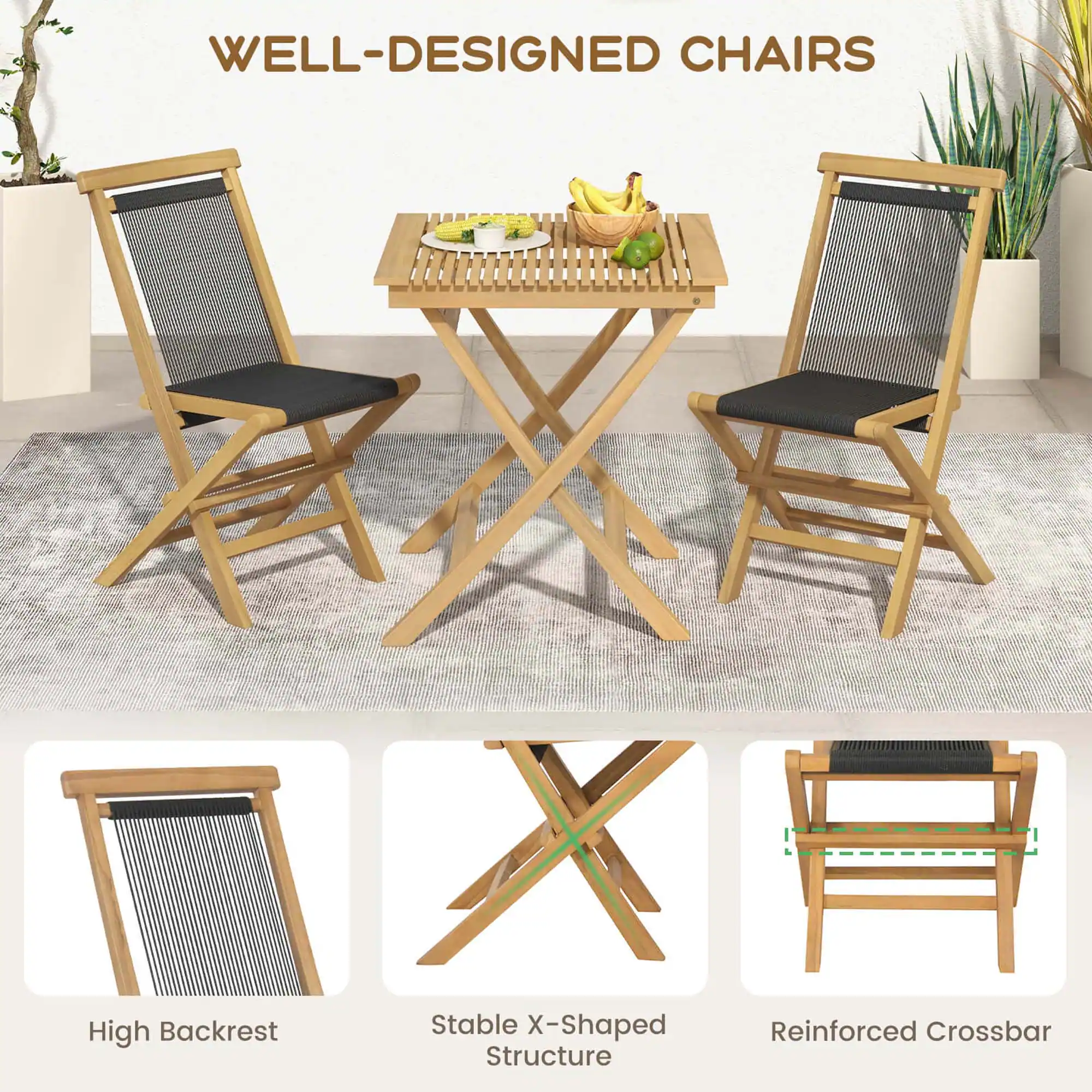 Well-Designed Chairs: High Backrest, Stable X-Shaped Structure, Reinforced Crossbar