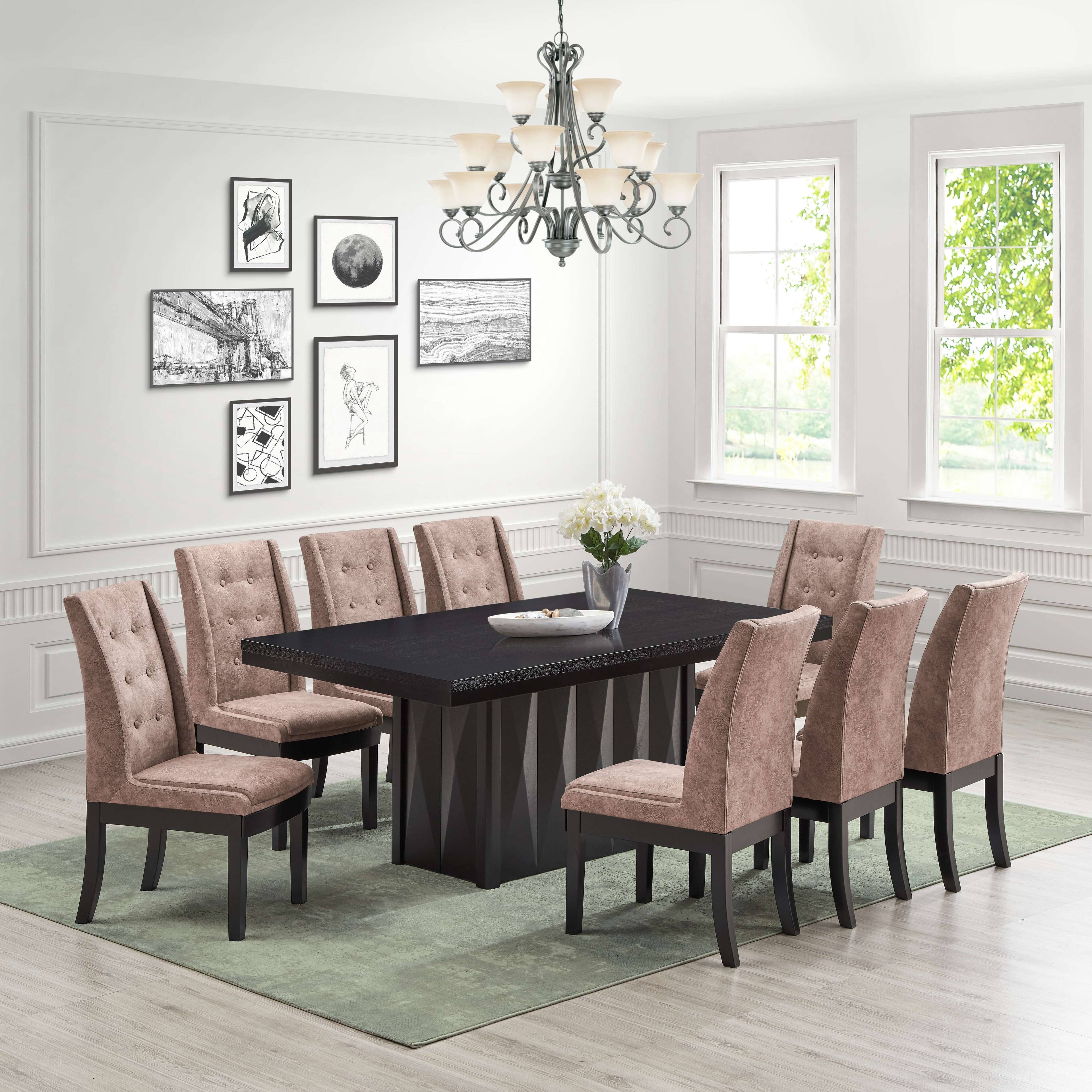 Angle. Kings Brand Furniture - Kings Brand Furniture Set of 2 Dark Brown Tufted Faux Leather Dining Chairs with Cappuccino Legs – Contemporary Style - Dark Brown / Black.