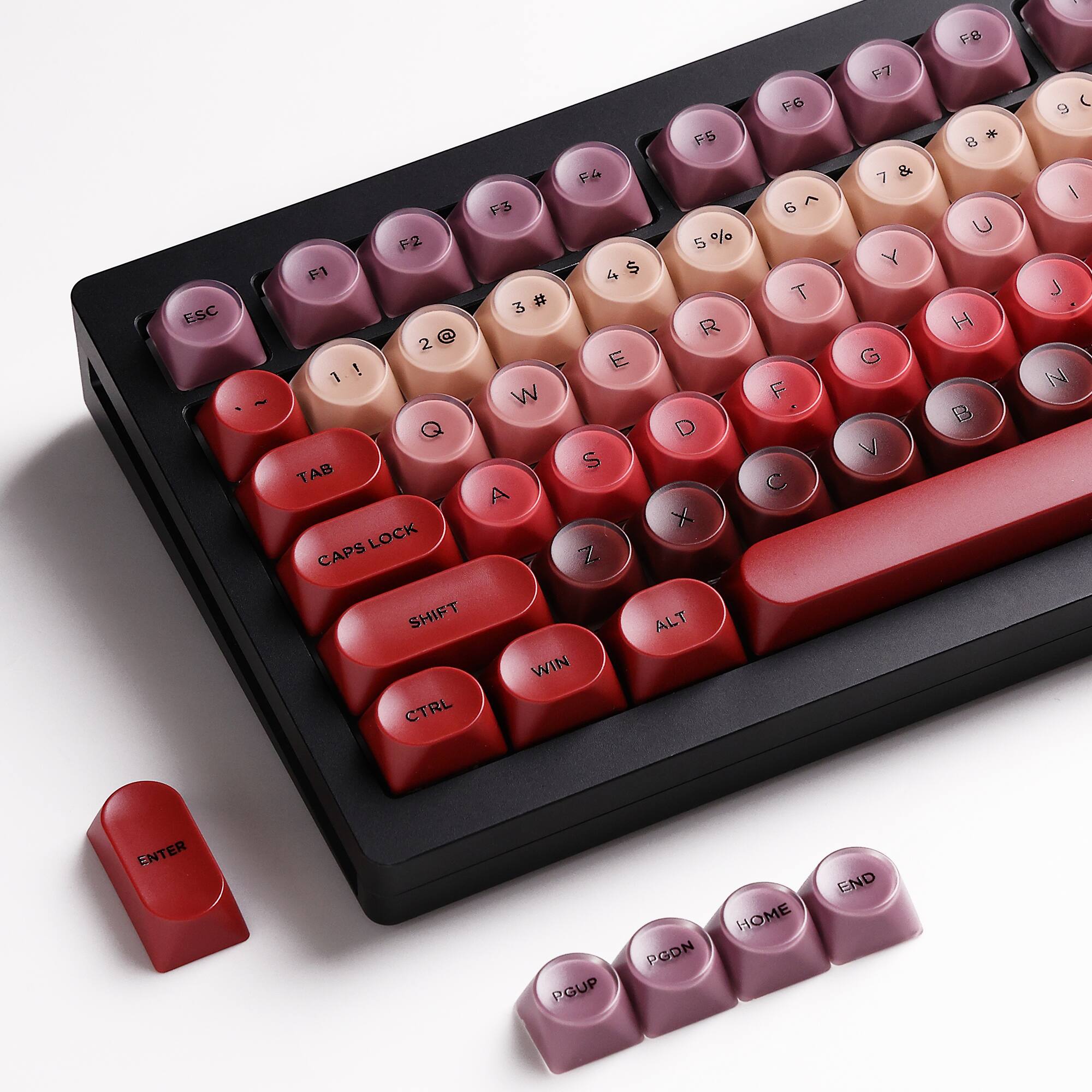 ESC F1 F2 F3 F4 F5 F6 F7 F8 1 ! 2 @ 3 # 4 $ 5 % 6 ^ 7 & 8 * 9 ( 0 ) Q W E R T Y U I O P A S D F G H J K L Z X C V B N M TAB CAPS LOCK SHIFT ALT WIN CTRL ENTER PGUP PGDN HOME END