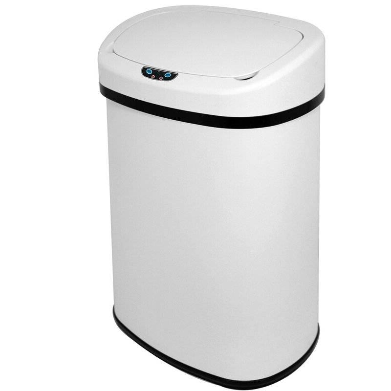 Front. Hivvago - 13 gL Stainless Steel Motion Sensor Trash Can White - white.