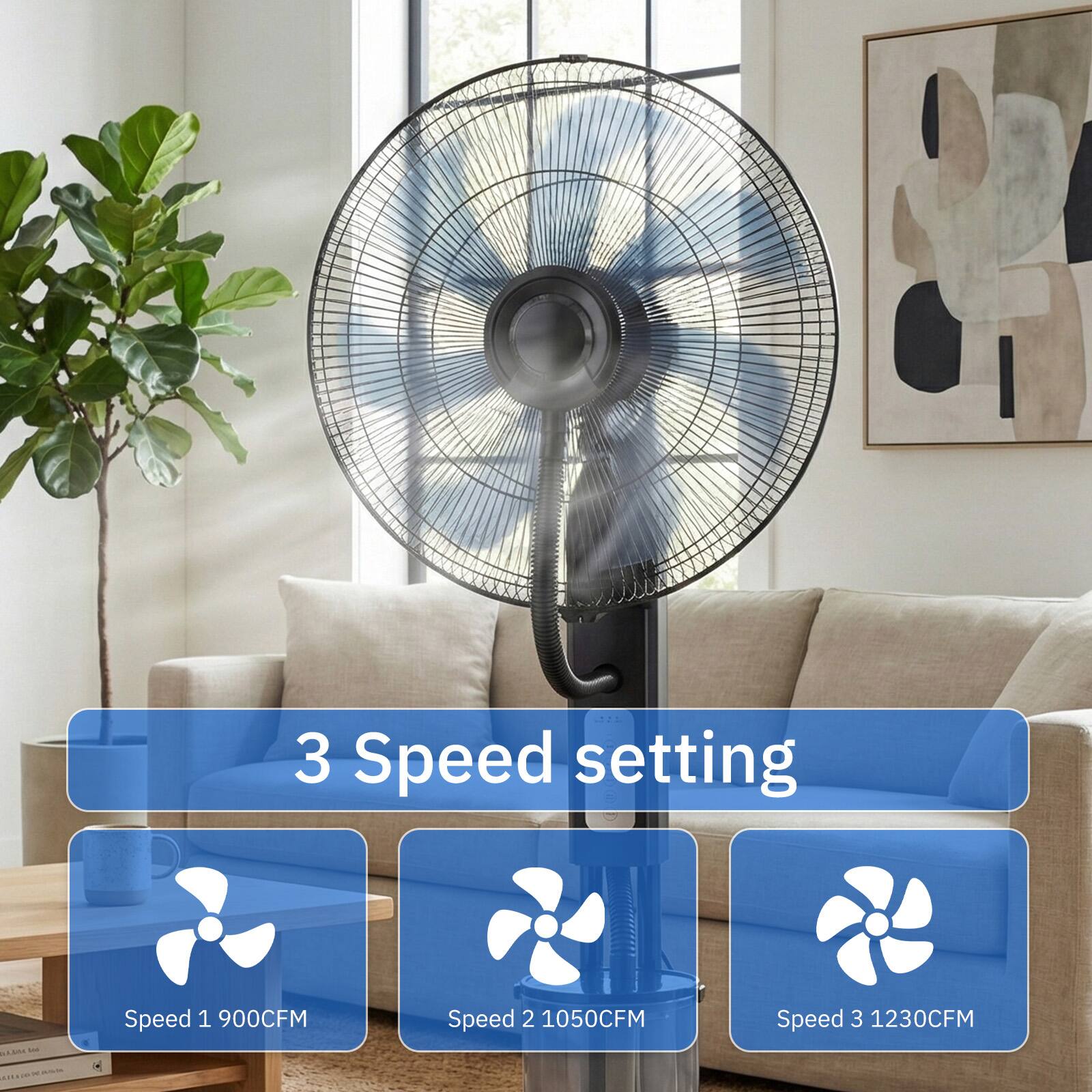 3 Speed setting

Speed 1 900CFM

Speed 2 1050CFM

Speed 3 1230CFM