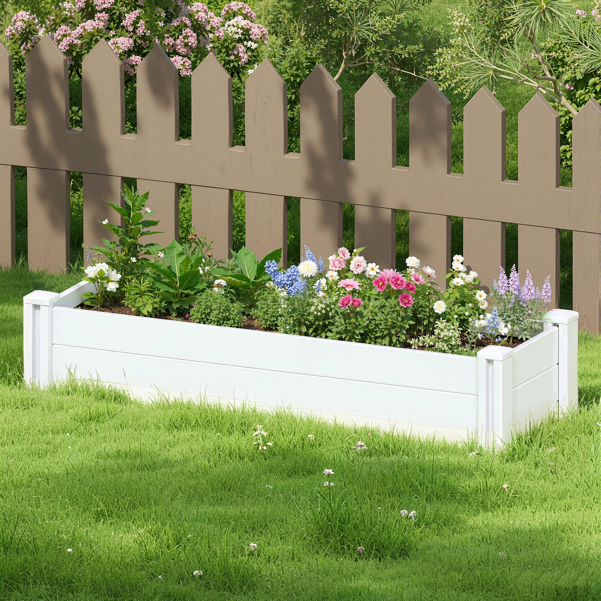 Alt View 1. PexFix - 51.2 in. W x 13 in. H Rectangle Vinyl PVC Planter Box Raised Garden Beds-Perfect for Patio and Backyard Use - White.