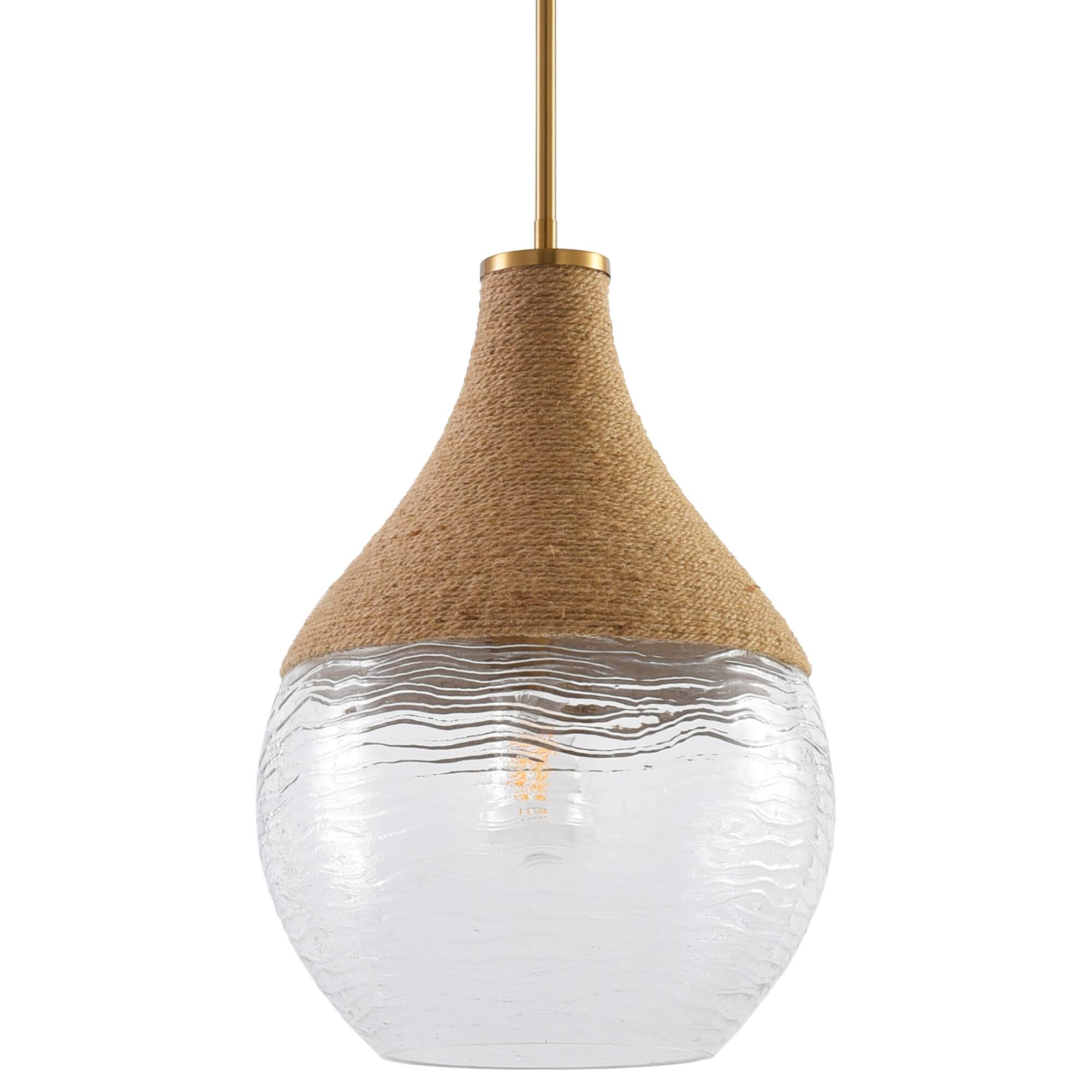 Alt View 8. Parrot Uncle - 1-Light Natural Modern Brass Hand-Woven Hemp Rope Hanging Lamp Pendant Light - Brass.