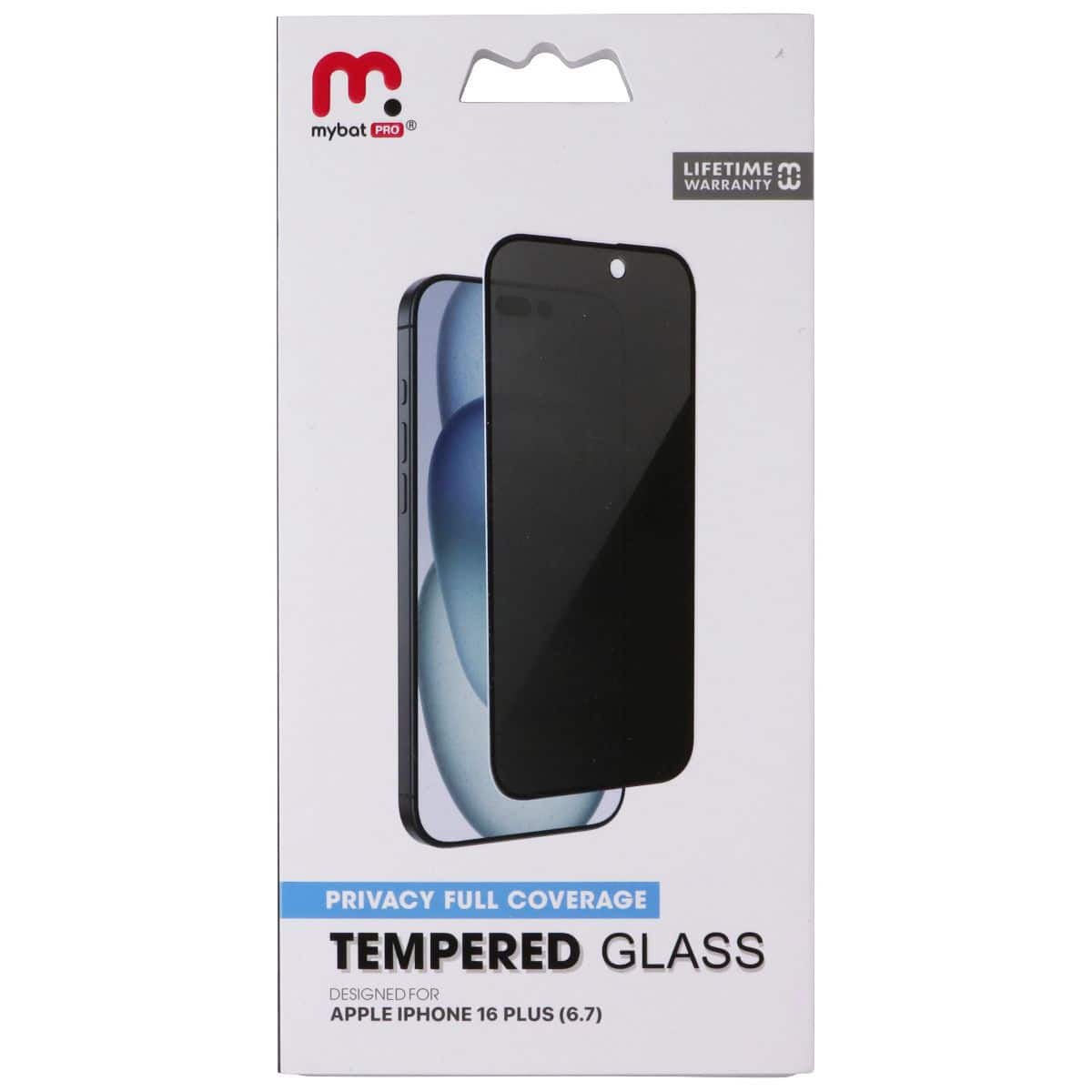 Mybat Pro - Tempered Glass Full Coverage for Apple iPhone 16 Plus - Privacy - Clear