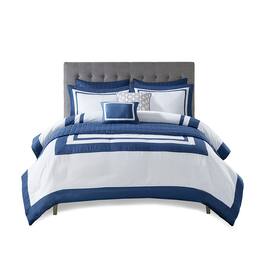 Gracie Mills - Isiah 8-Piece Soft Brushed Microfiber Comforter and Quilt Set - Navy