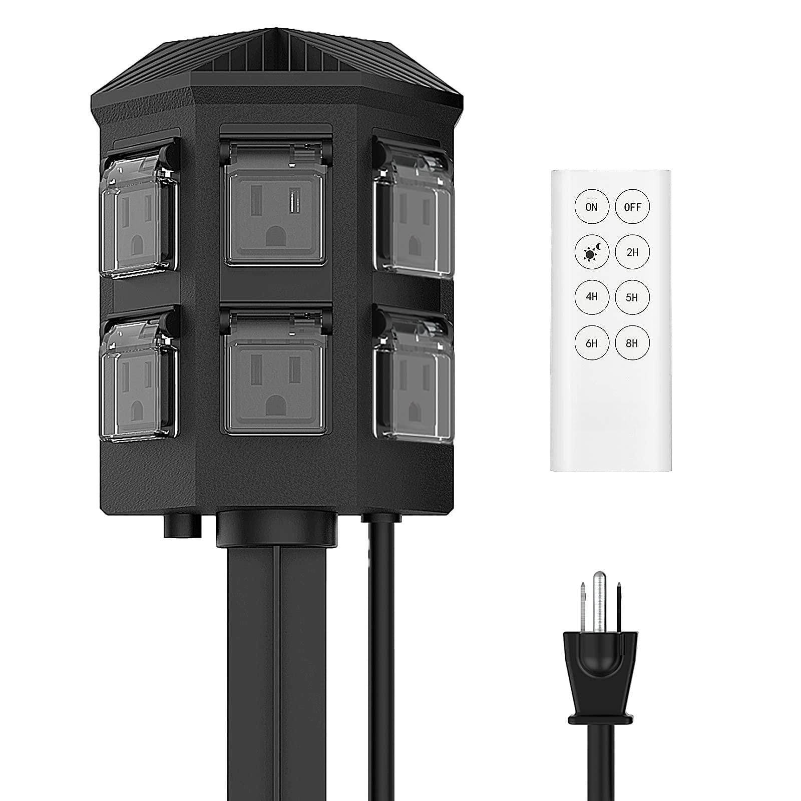 NICHOLAS KLEIN - Outdoor Power Stake Timer Remote Control Dusk To Dawn Christmas Light Extension Cord Waterproof 6 - 6 FT