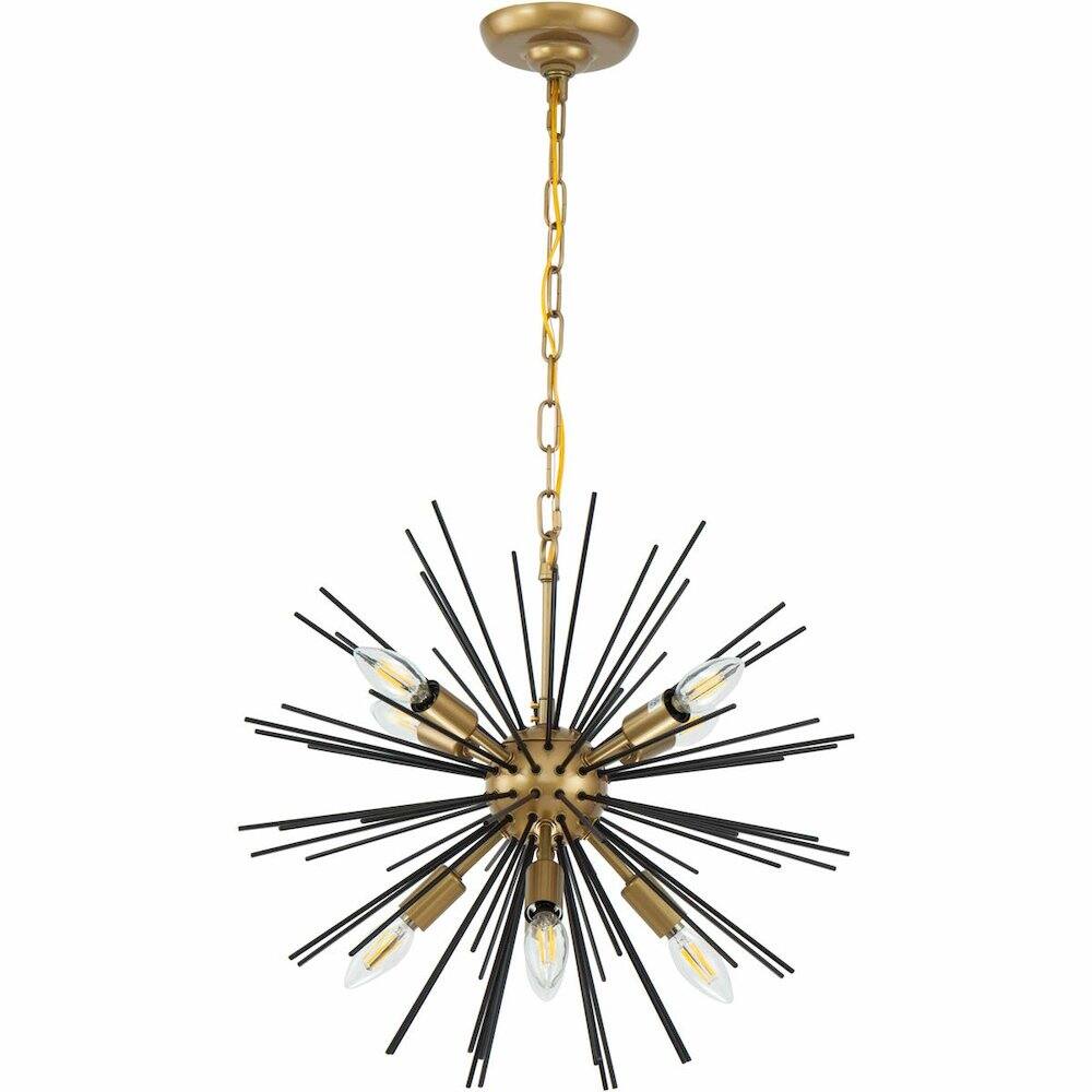 Left. Living District - Timber 8 light Brass and Black pendant - Brass And Black.