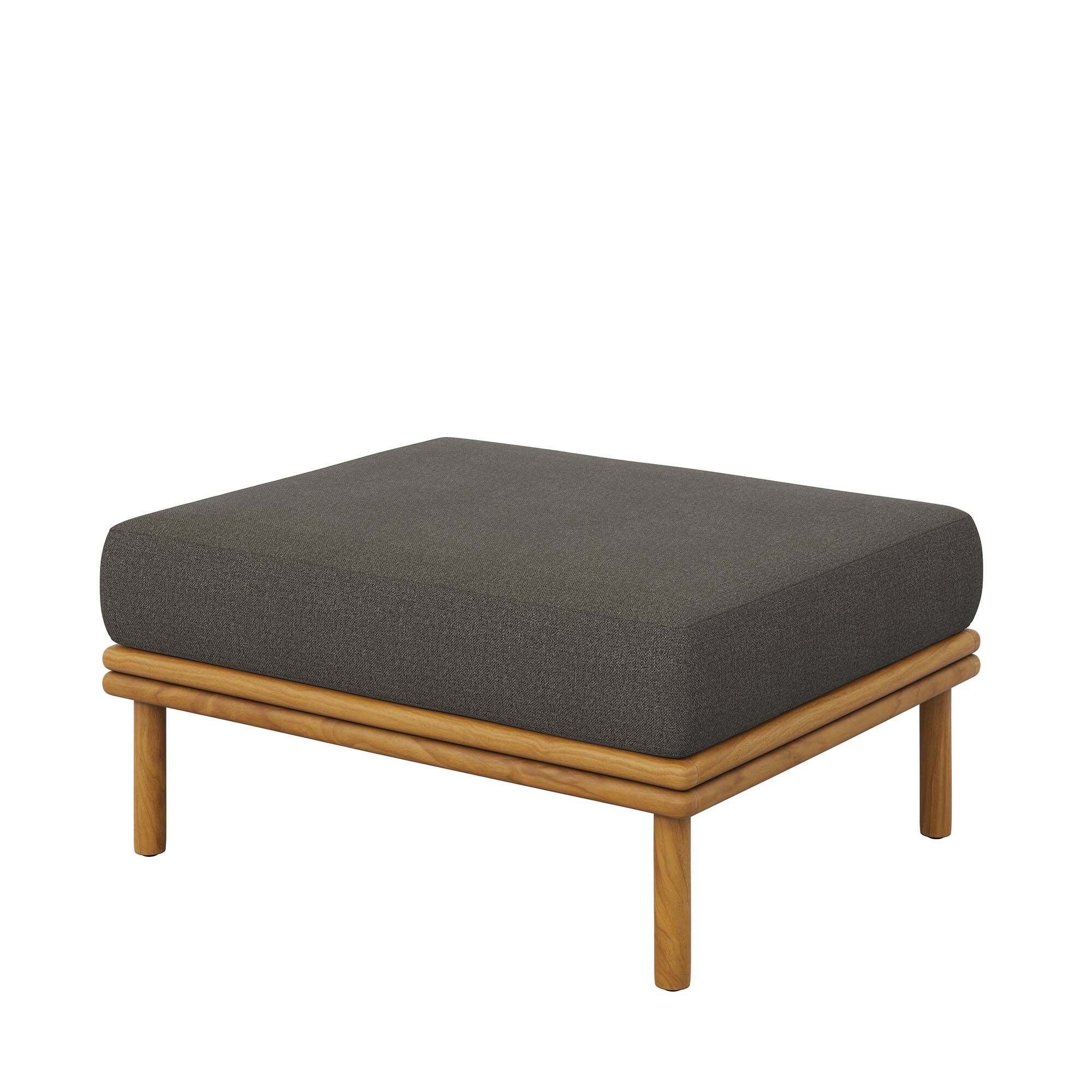 Alt View 2. Modway - Wren Outdoor Patio Teak Wood Ottoman by Modway - Natural Flint Gray.