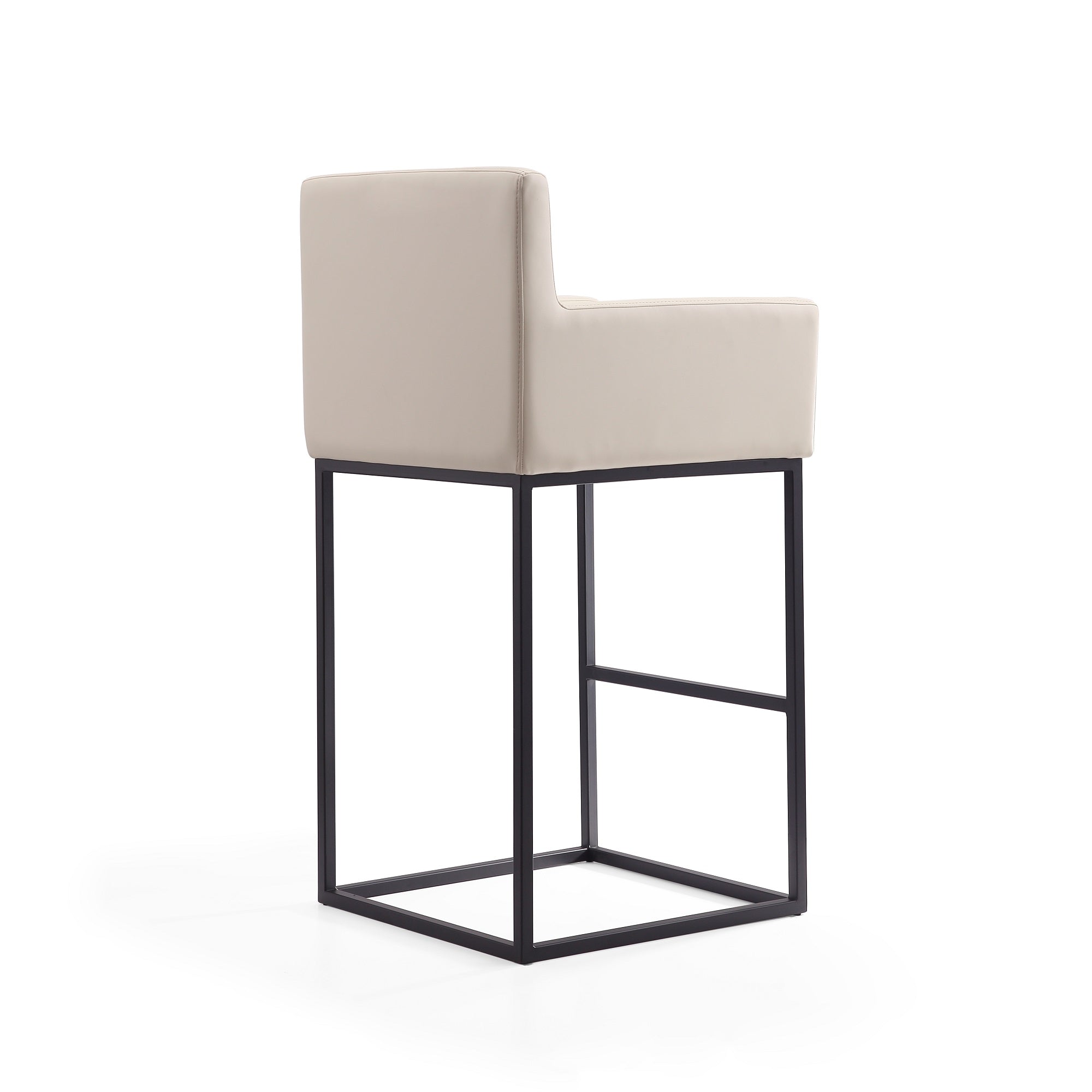 Alt View 2. Manhattan Comfort - Ambassador Mid-Century Modern Metal Upholstered Barstool - Set of 2 - Cream.