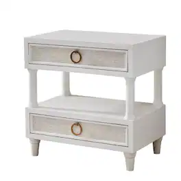 American Woodcrafters - Switchgrass 2-Drawer with Open Shelf Nightstand - White