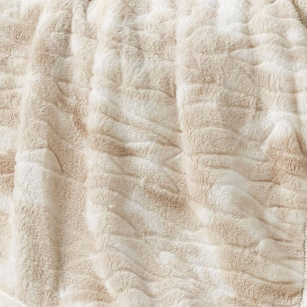 Alt View 3. Noble House - Plazatex Alaska Sherpa Decorative Super Soft Throw Blanket for Sleep/Decor 50" X 60" Beige - Beige.