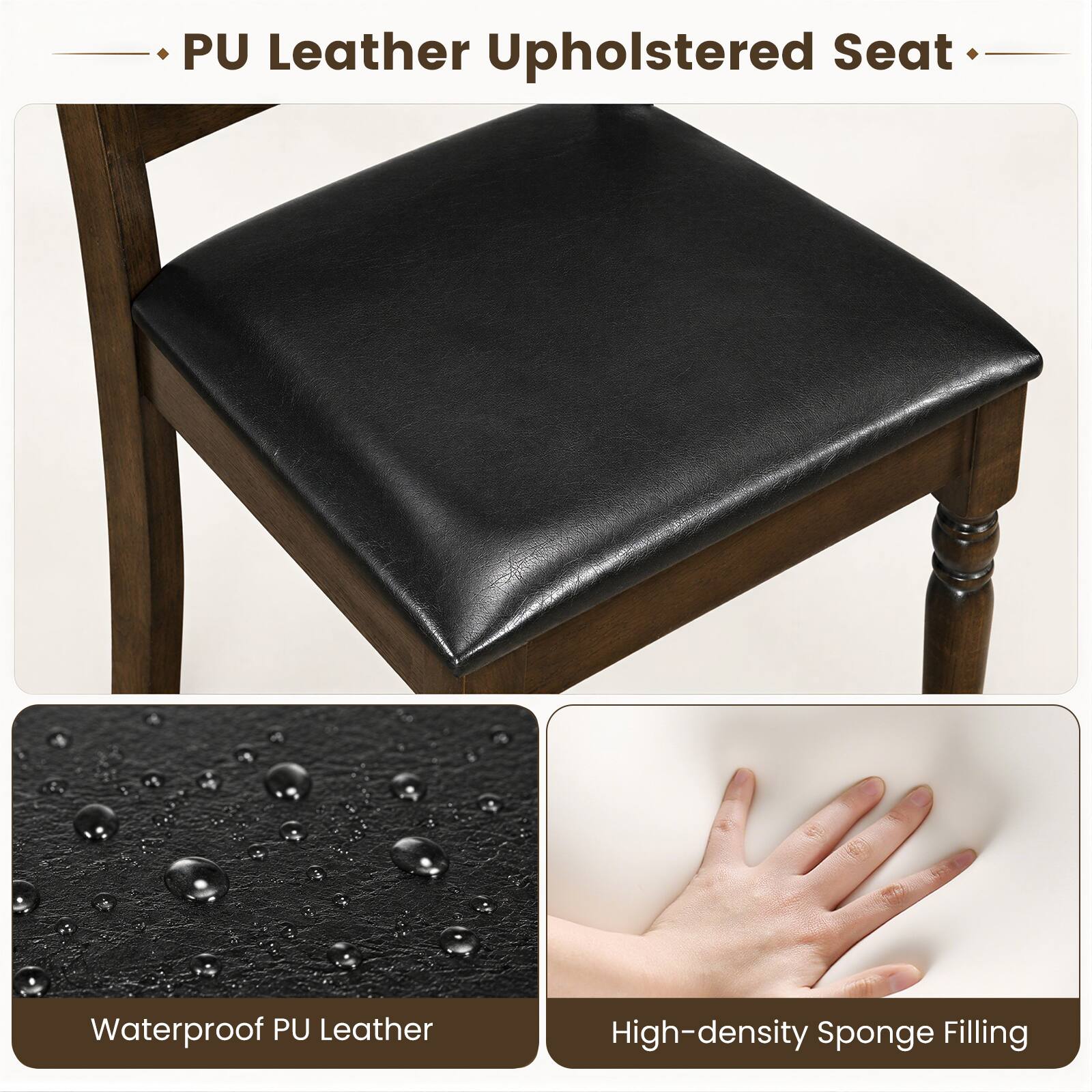 PU Leather Upholstered Seat

Waterproof PU Leather

High-density Sponge Filling