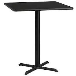 Emma + Oliver - 36" Square Laminate Table Top with 30"x30" Bar Height Table Base - Black