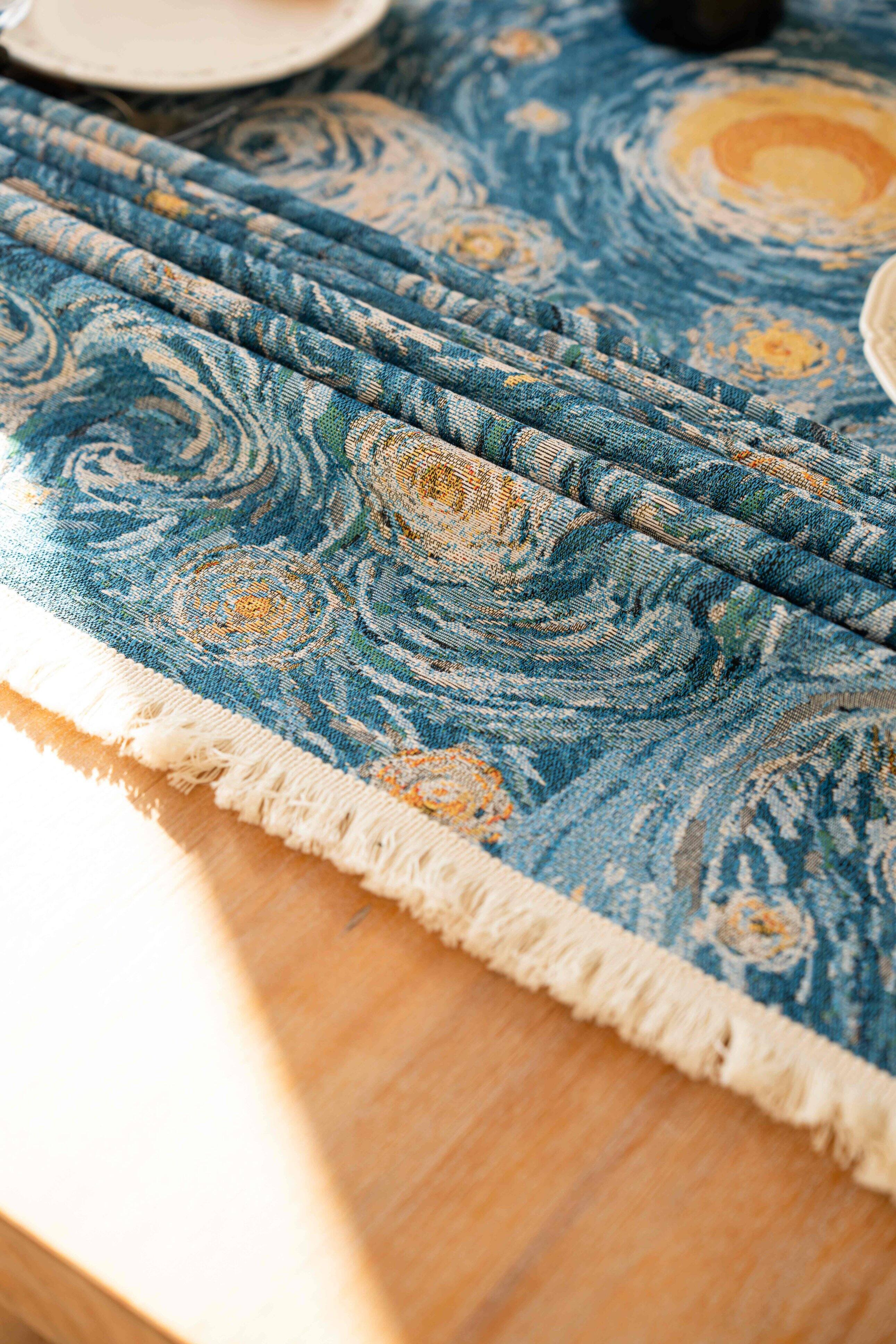 Oumilen 59x102.3in Rectangle Starry Sky Tablecloth with Off White ...