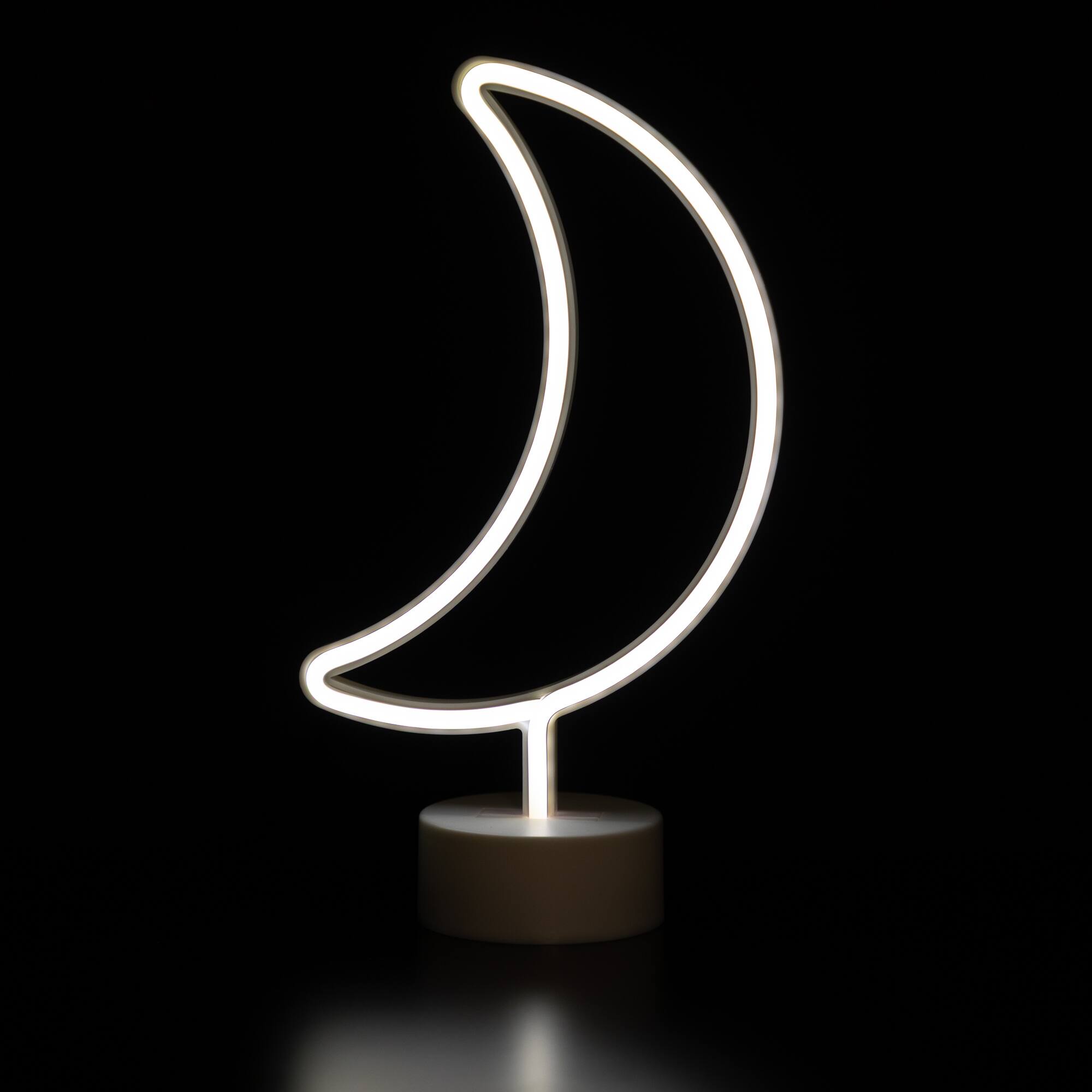 Front. Northlight - LED Crescent Moon Neon Table Light - 11.5" - White.