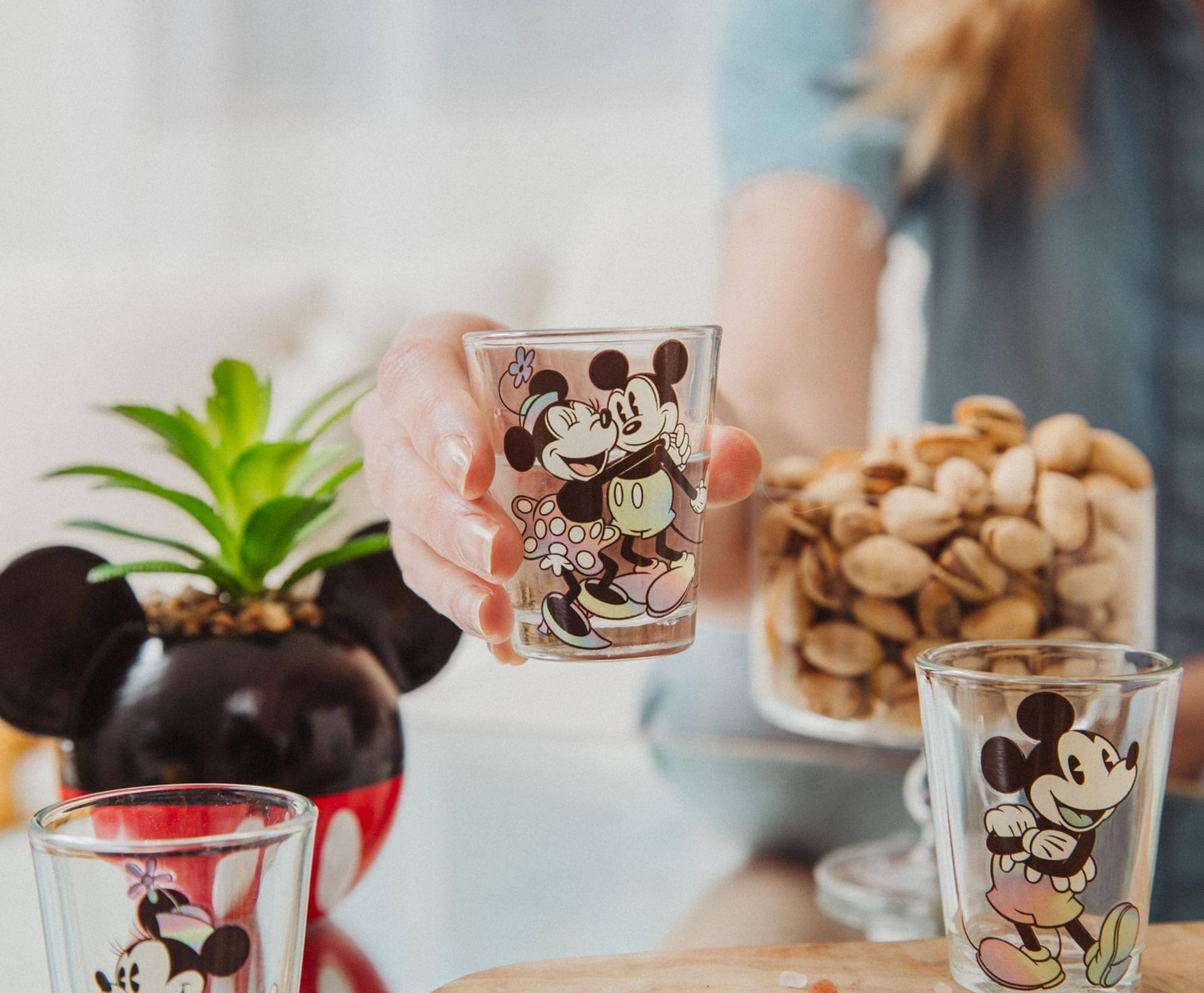 Alt View 3. Silver Buffalo - Disney Mickey and Minnie Mouse Rainbow 2-Ounce Mini Shot Glasses | Set of 4 - Clear.