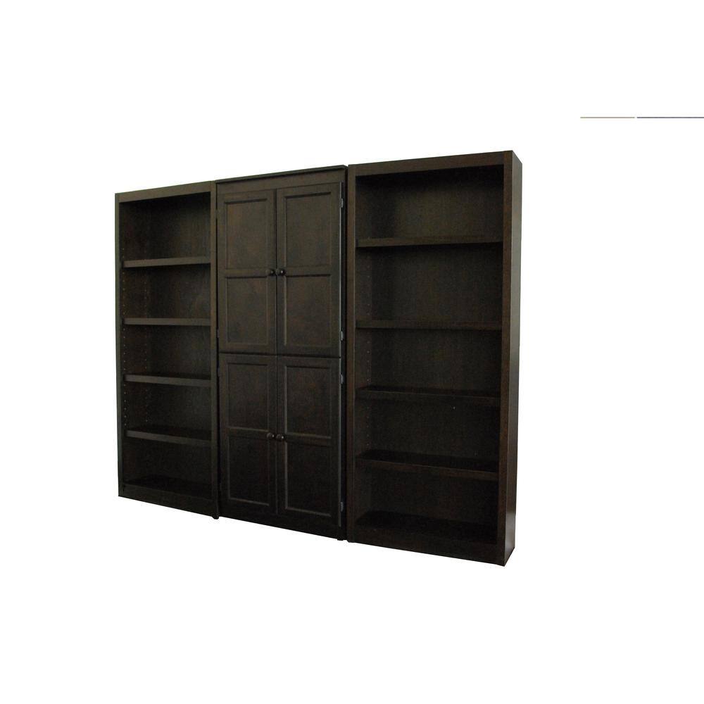 Angle. Concepts in Wood - Wall and Storage System 15 Shelves Espresso Finish 3pc - Brown.