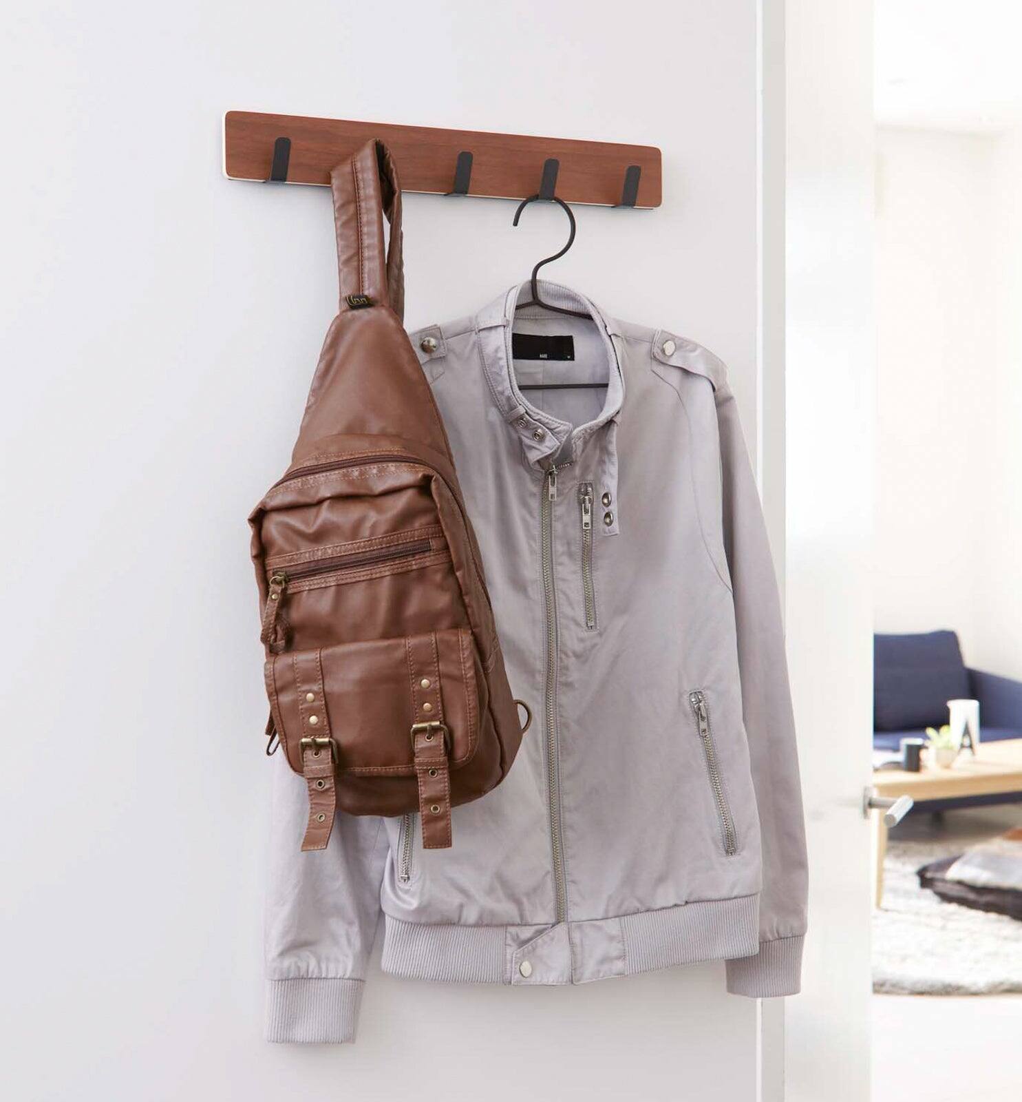Alt View 4. Yamazaki Home - Over-the-Door Rack - Wood - Brown.