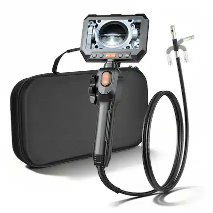 Front. VEVOR - 2-Way Dual-Lens Articulating Endoscope with Light, 1080P HD Industrial Borescope Inspection Camera - Black.