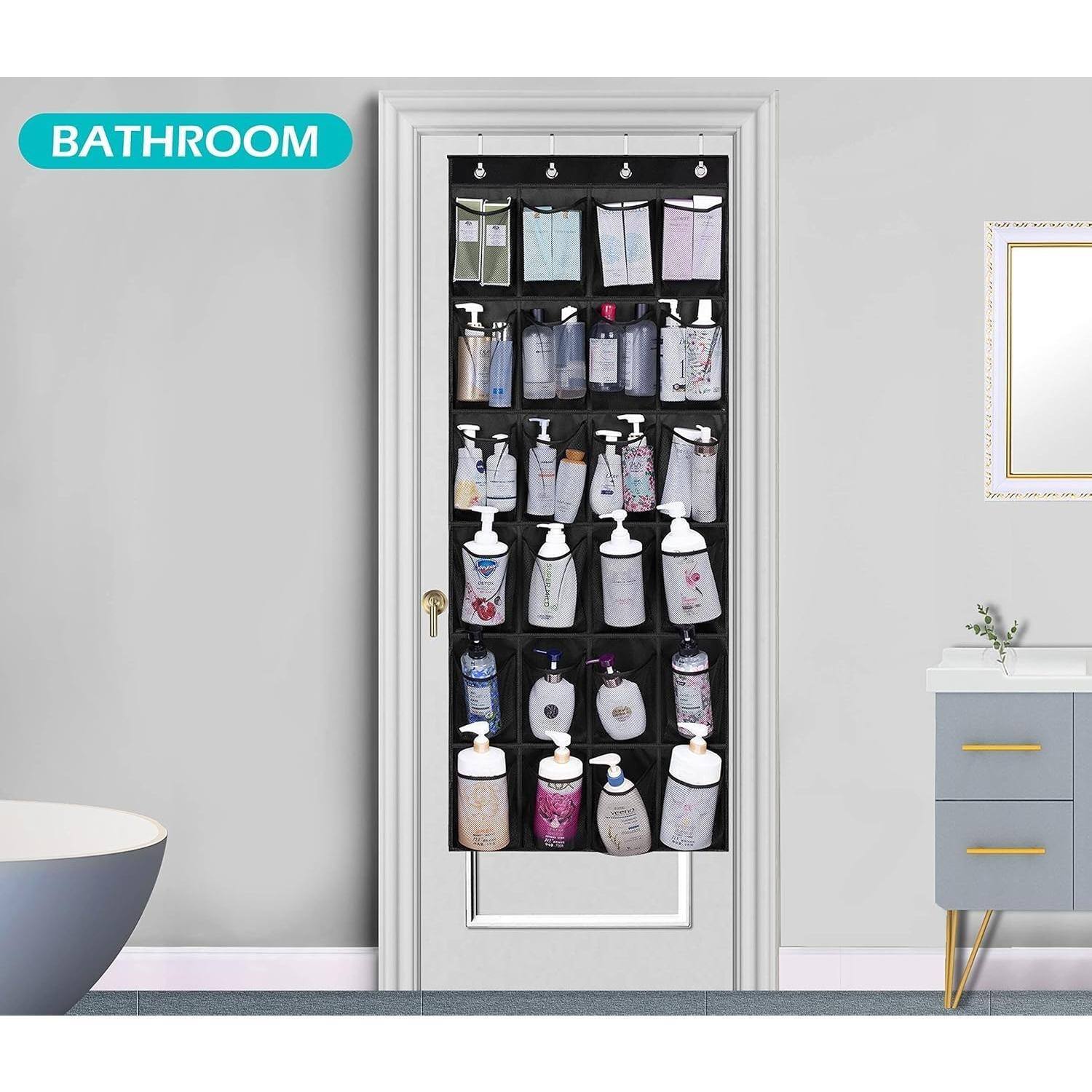 Alt View 7. Dapper Styles - Over The Door Shoe Rack For With 24 Mesh Pockets Fitted Hanging Organizer Sturdy Closet Storage Holder - White.