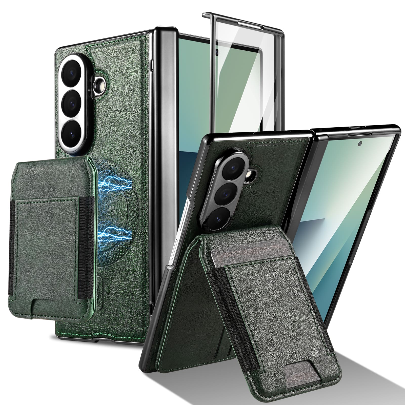 Dteck - Magnetic Wallet Case for Samsung Galaxy Z Fold8 Ultra,Vintage PU Leather Card Holder Shockproof Hinge Cover+Front Screen - Green price history on PriceWatchPro
