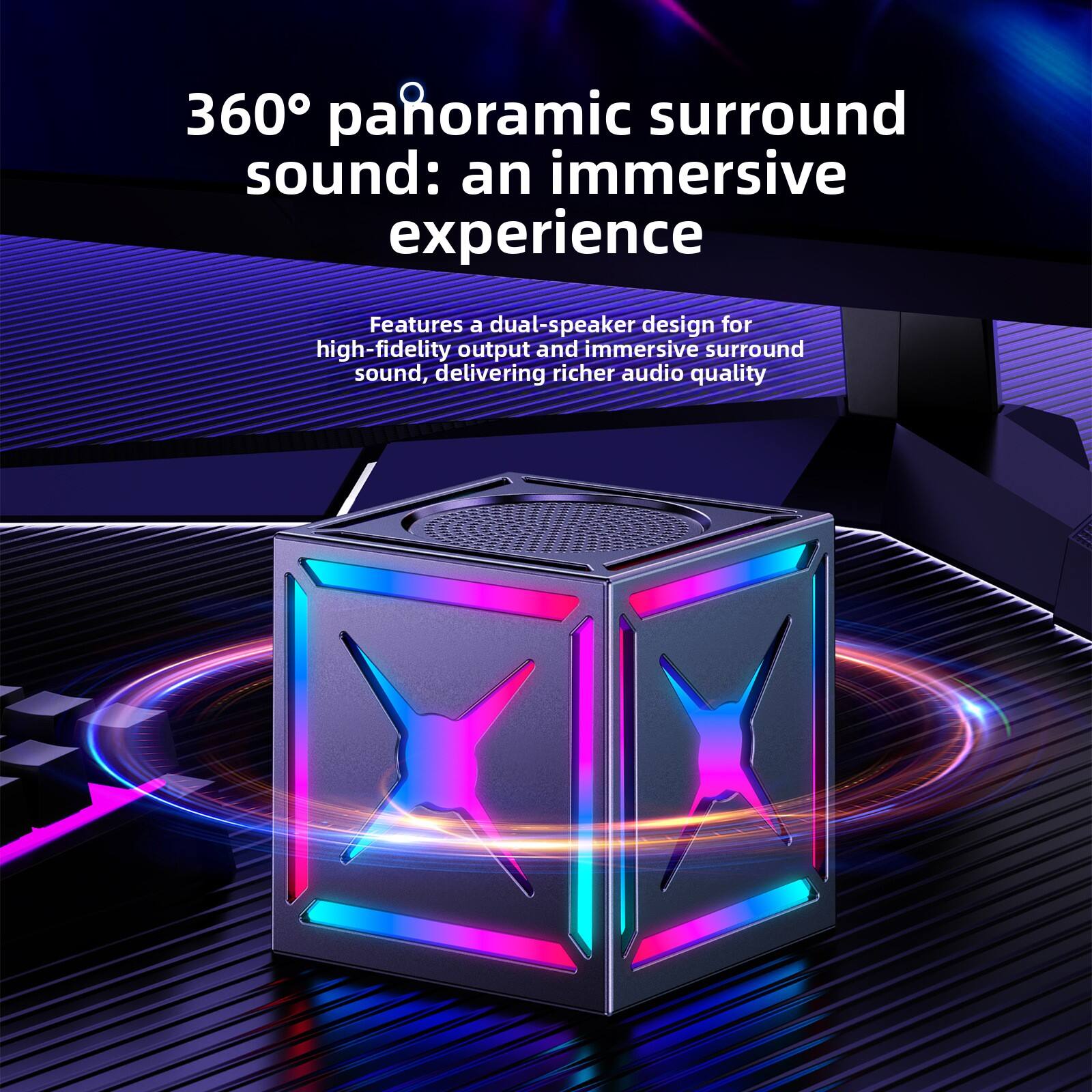 360° panoramic surround sound: an immersive experience

Features a dual-speaker design for high-fidelity output and immersive surround sound, delivering richer audio quality