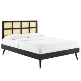 Modway - Sidney Cane and Wood Queen Platform Bed With Splayed Legs - Black